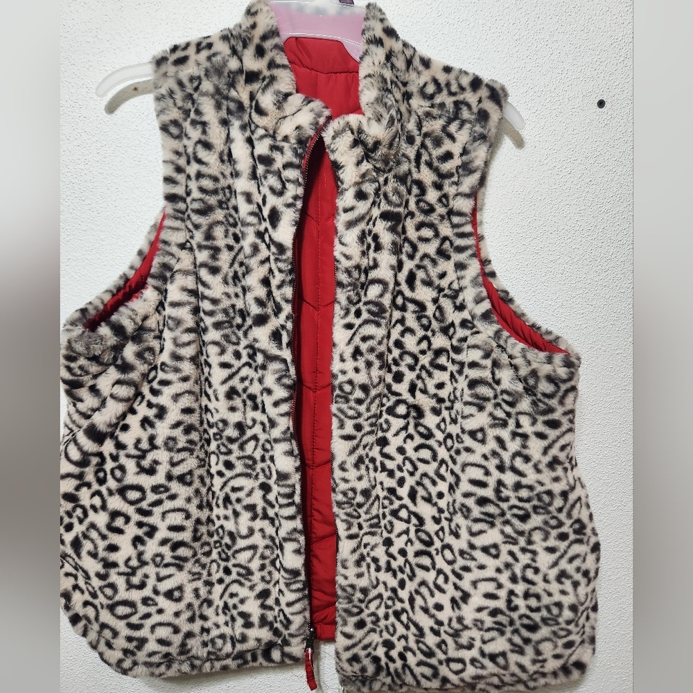 Leopard print fuzzy vest